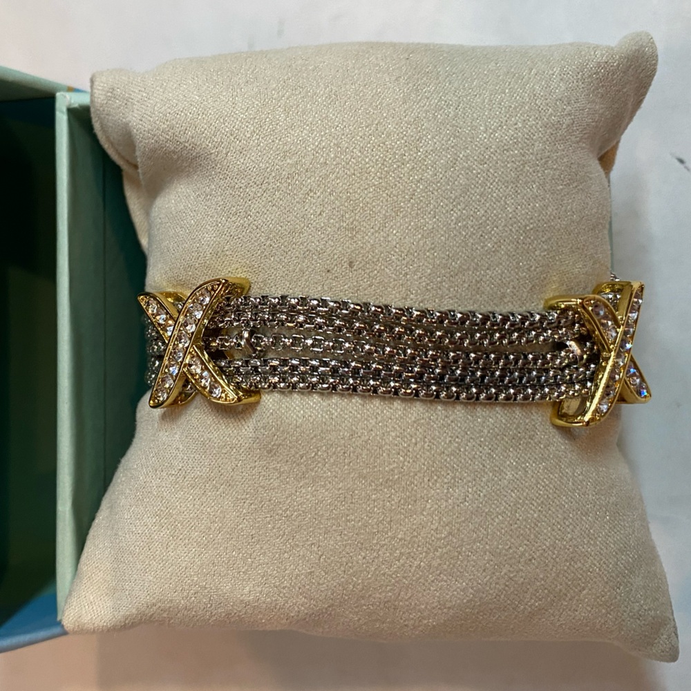 House of Harlow 1960 Jewelry criss cross X’s on top of multi chain Link Bracelet